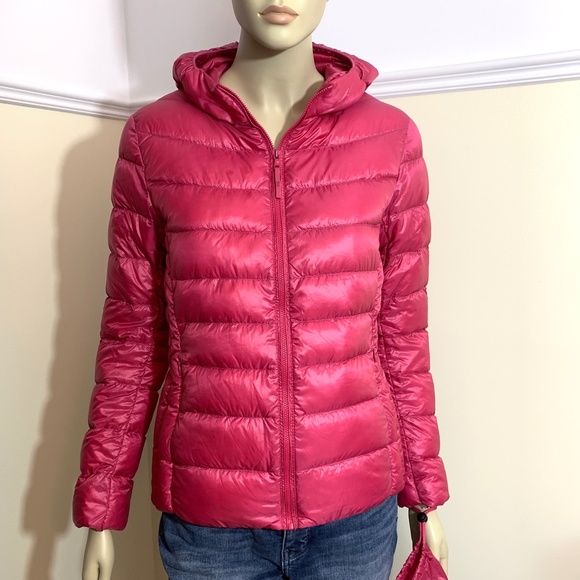 UNIQLO pink ultra light down jacket coat L - Picture 2 of 11